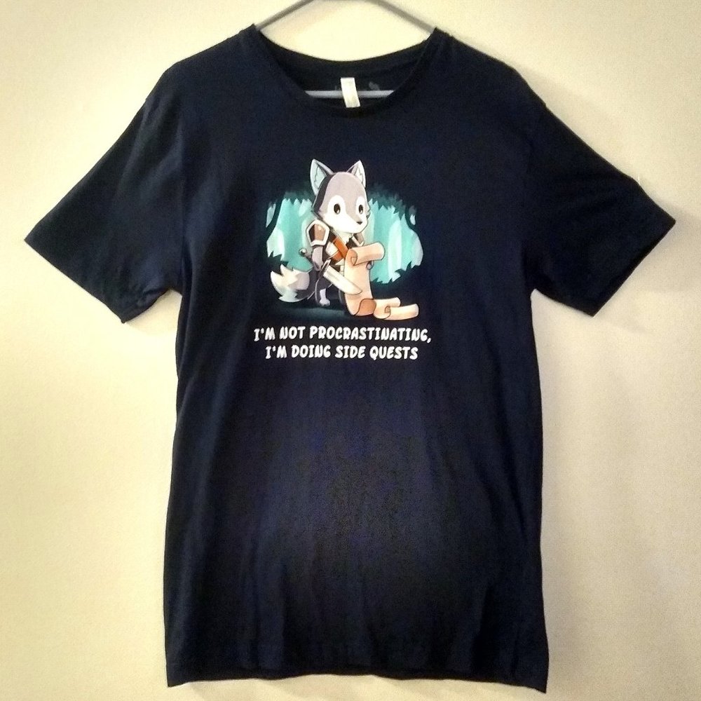 Newer Navy Blue Graphic T-shirt by Tee Turtle (Size:  Adult Unisex Large)